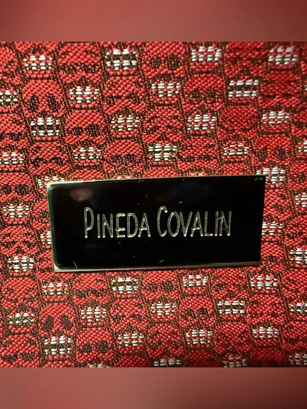 Pineda Covalin Tzompantli Toiletry Cosmetic Makeup Travel Pouch Red